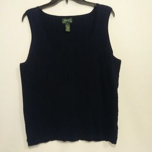 Lauren Ralph Lauren 2X Navy Blue Sleeveless Top